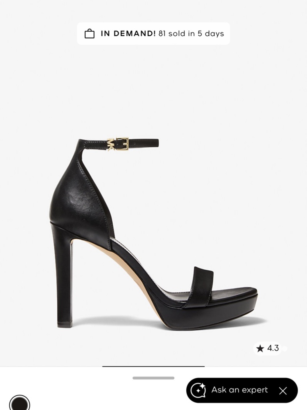 Michael Kors Black Leather Ankle-Strap Platform Heel